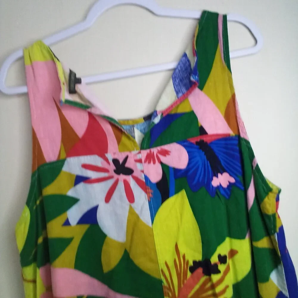 For Cynthia Dress Women XL Sleeveless Loud Pattern Linen Blend Colorful - Picture 13 of 16